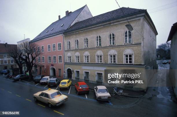 La maison natale d'Adolf Hitler en mars 1989 à Braunau, Autriche.