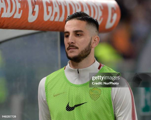 Kostas Manolas during the Italian Serie A football match between A.S. Roma and AC Genoa at the Olympic Stadium in Rome, on april 18, 2018.