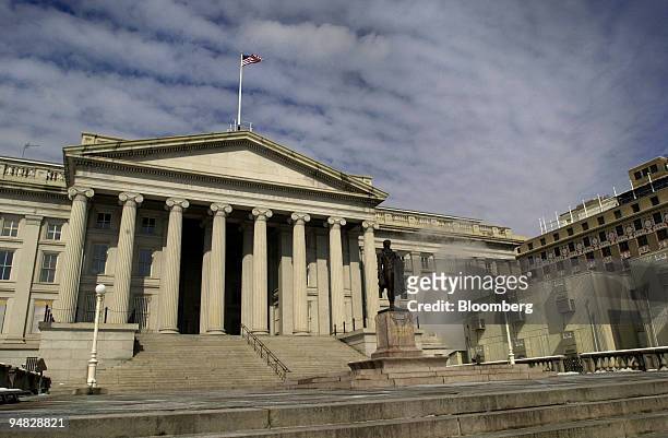 The US Treasury Building in Washington DC. Is pictured on February 25, 2005.