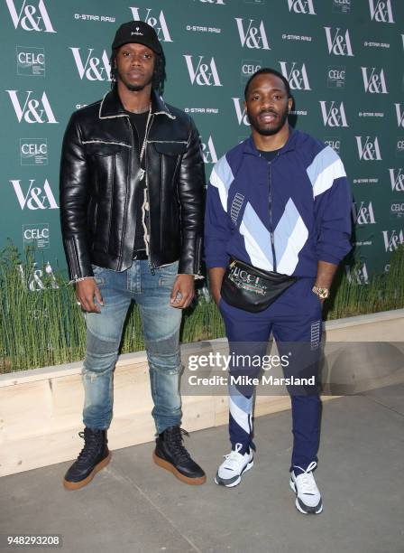 Casyo Johnson and Karl Wilson of Krept & Konan attend the Fashioned From Nature VIP preview at The V&A on April 18, 2018 in London, England.