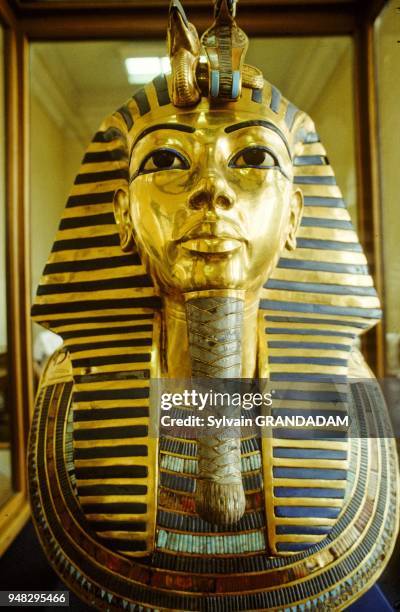 PharaoTut-en-Kamon golden mask, The antiques museum founded by Mariette, Cairo, Egypt.