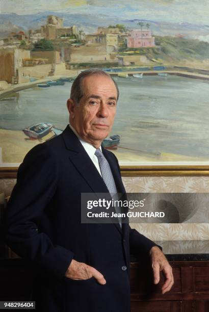 Portrait de Raymond Edde candidat à la présidence du Liban le 11 mars 1988, France.