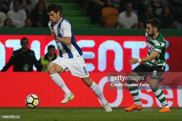 Porto defender Ivan Marcano from Spain with Sporting CP midfielder Bruno Fernandes from Portugal in action during the Portuguese Cup match between...