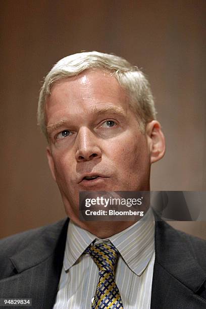 Internal Revenue Service Commissioner Mark W. Everson speaks at a news conference in Washington, DC February 22, 2005 regarding "abuse tax...