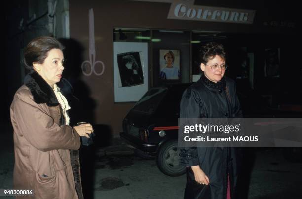 Marie-France Garaud et Christine Boutin en campagne pour les élections législatives dans les Yvelines le 11 février 1986, France.