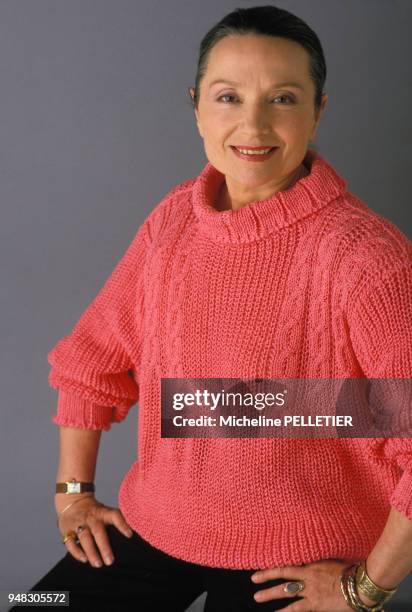 Close up Monique Chaumette, actrice, en mai 1985 à Paris, France.