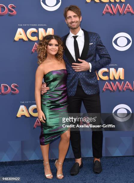 Singer Maren Morris and Ryan Hurd attend the 53rd Academy of Country Music Awards at MGM Grand Garden Arena on April 15, 2018 in Las Vegas, Nevada.