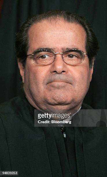 United States Supreme Court Justice Antonin Scalia is shown during the formal group photograph of the justices in Washington, D.C. Friday, March 3,...