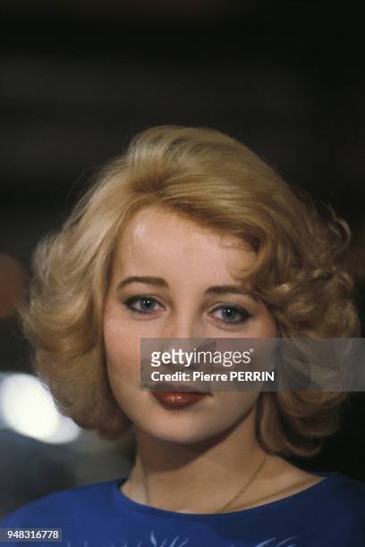 Actrice Pauline Lafont lors du tournage du film 'Le Pactole' réalisé par Jean-Pierre Mocky le 11 février 1985 en France.
