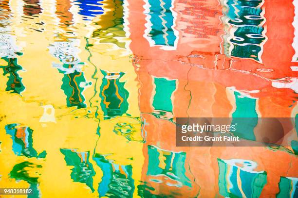 reflection of colourful buildings in canal waters - impressionism stock pictures, royalty-free photos & images