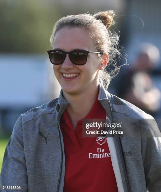 Vivianne Miedema of Arsenal before the match between Arsenal Women and Reading Women at Meadow Park on April 18, 2018 in Borehamwood, England.