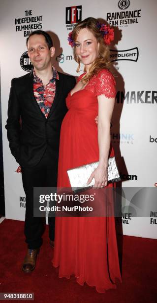 Actress Jeany Spark with her husband Joseph Change are arriving to The Raindance Independent Filmmakers Ball in Café de Paris in London, United...