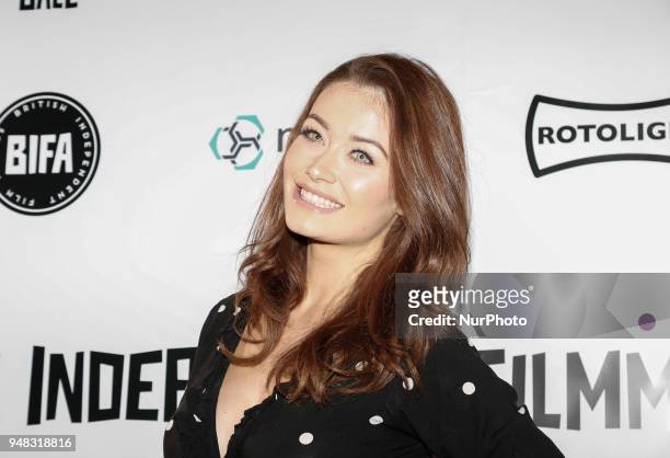 Actress Jess Impiazzi is arriving to The Raindance Independent Filmmakers Ball in Café de Paris in London, United Kingdom, April 18, 2018
