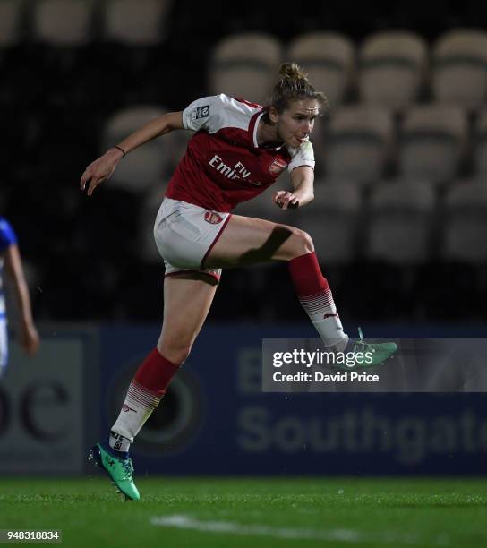 Vivianne Miedema of Arsenal during the match between Arsenal Women and Reading Women at Meadow Park on April 18, 2018 in Borehamwood, England.