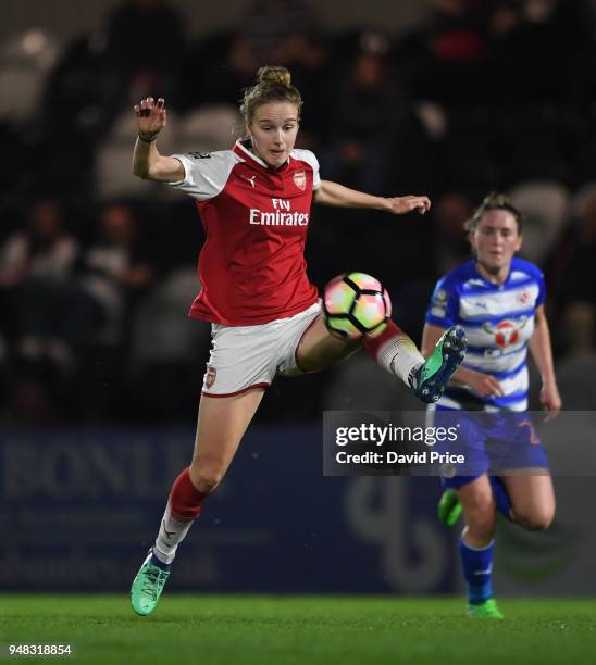Vivianne Miedema of Arsenal during the match between Arsenal Women and Reading Women at Meadow Park on April 18, 2018 in Borehamwood, England.