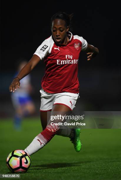 Danielle Carter of Arsenal during the match between Arsenal Women and Reading Women at Meadow Park on April 18, 2018 in Borehamwood, England.