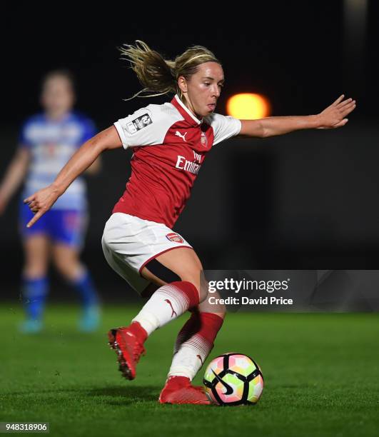 Jordan Nobbs of Arsenal during the match between Arsenal Women and Reading Women at Meadow Park on April 18, 2018 in Borehamwood, England.