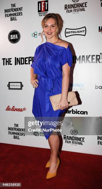Actress Caitlin Innes Edwards is arriving to The Raindance Independent Filmmakers Ball in Café de Paris in London, United Kingdom, April 18, 2018.