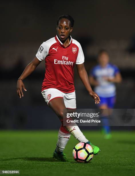 Danielle Carter of Arsenal during the match between Arsenal Women and Reading Women at Meadow Park on April 18, 2018 in Borehamwood, England.