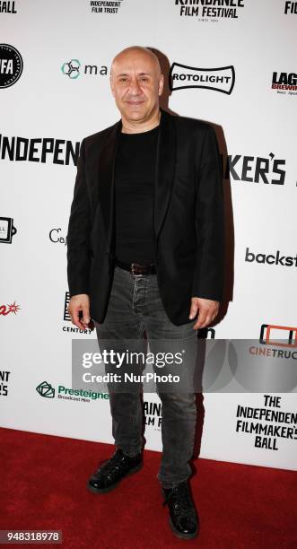 Sen Munro is arriving to The Raindance Independent Filmmakers Ball in Café de Paris in London, United Kingdom, April 18, 2018.