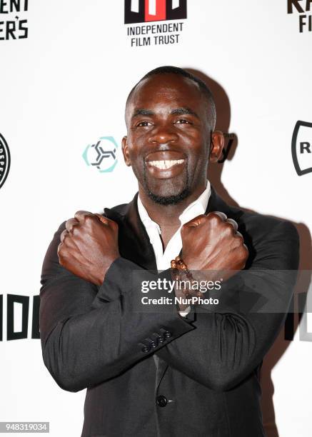Actor Jimmy Akingbola arriving to The Raindance Independent Filmmakers Ball in Café de Paris in London, United Kingdom, April 18, 2018.