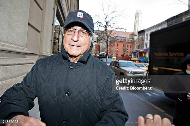 Bernard Madoff, money manager and accused mastermind of a $50 billion investment fraud, walks towards his home along Lexington Avenue after appearing...