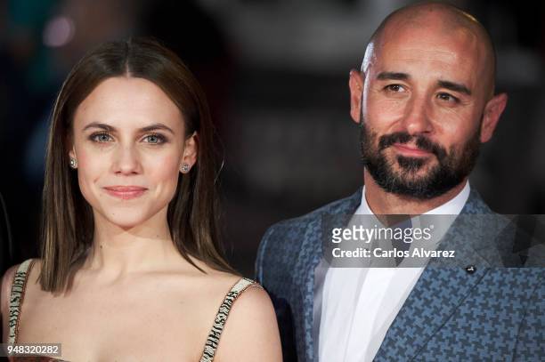 Actress Aura Garrido and actor Alain Hernandez attend 'El Mundo Es Suyo' premiere during the 21th Malaga Film Festival at the Cervantes Theater on...