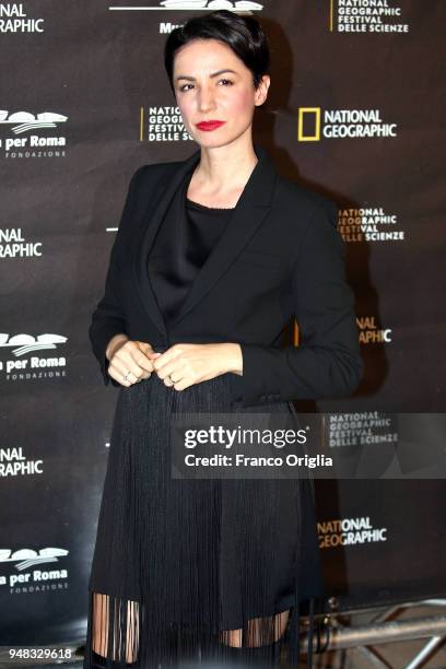 Andrea Delogu attends 'Genius: Picasso' photocall on April 18, 2018 in Rome, Italy.