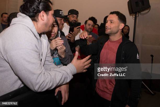 Frankie Edgar participates in an open workout at Atlantic City Boardwalk Hall on April 18, 2018 in Atlantic City, New Jersey.