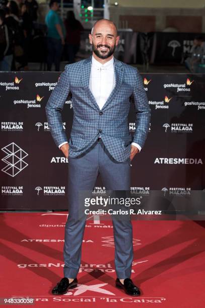Actor Alain Hernandez attends 'El Mundo Es Suyo' premiere during the 21th Malaga Film Festival at the Cervantes Theater on April 18, 2018 in Malaga,...