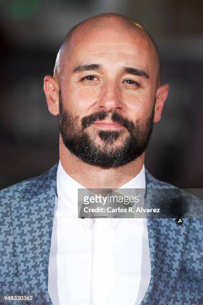 Actor Alain Hernandez attends 'El Mundo Es Suyo' premiere during the 21th Malaga Film Festival at the Cervantes Theater on April 18, 2018 in Malaga,...