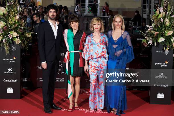 Actor Francesco Carril, director Clara Martinez-Lazaro, and actresses Maria Esteve and Silvia Alonso attend 'El Mundo Es Suyo' premiere during the...