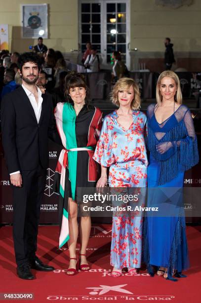 Actor Francesco Carril, director Clara Martinez-Lazaro, and actresses Maria Esteve and Silvia Alonso attend 'El Mundo Es Suyo' premiere during the...