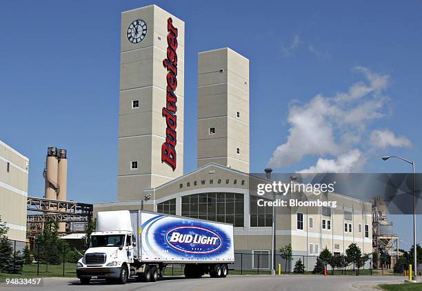 Truck drives outside the Anheuser-Busch brewery in Columbus, Ohio, U.S., on Monday, July 14, 2008. Anheuser-Busch InBev NV, the brewer created in a...