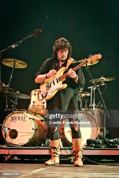 Ritchie Blackmore of the British band Ritchie Blackmore's Rainbow performs live on stage during a concert at the Velodrom on April 18, 2018 in...