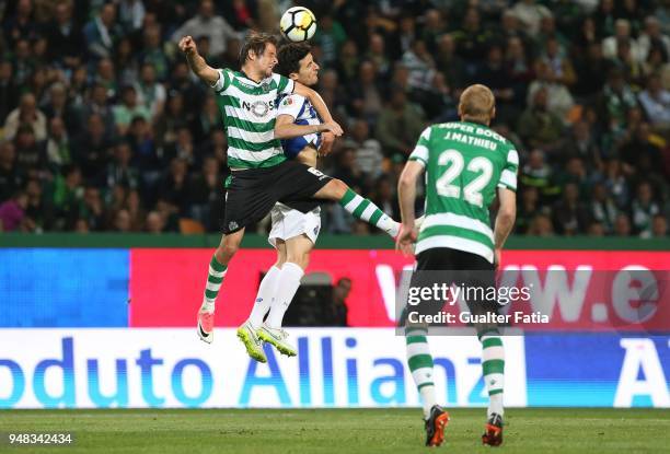 Porto defender Ivan Marcano from Spain with Sporting CP defender Fabio Coentrao from Portugal in action during the Portuguese Cup match between...