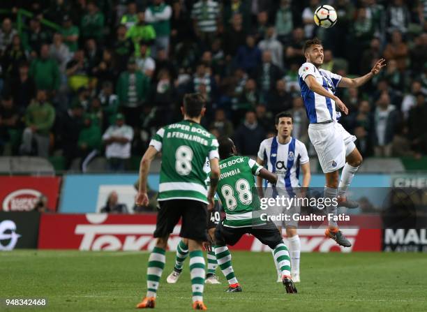 Porto defender Diego Reyes from Mexico in action during the Portuguese Cup match between Sporting CP and FC Porto at Estadio Jose Alvalade on April...