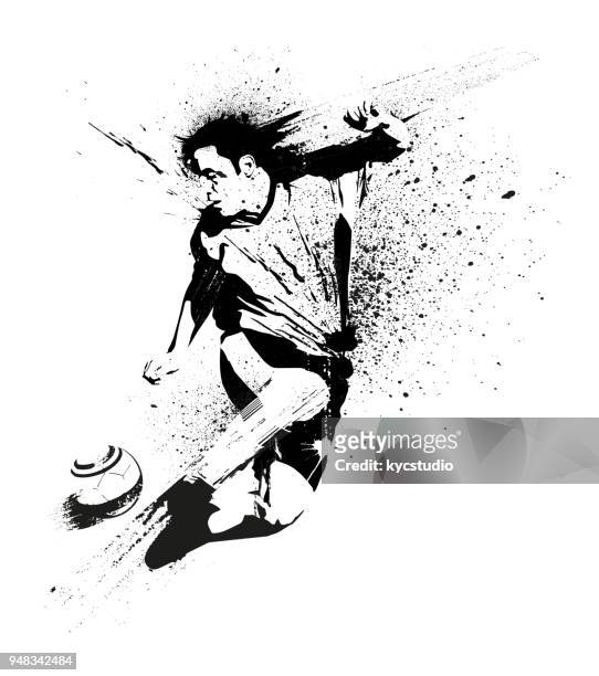 soccer player stencil - stencil stock illustrations