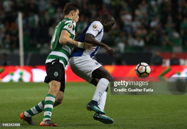 Porto forward Vincent Aboubakar from Cameroon with Sporting CP defender Sebastian Coates from Uruguay in action during the Portuguese Cup match...