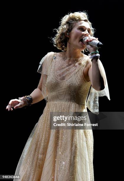 Clare Bowen performs live on stage during the final tour of Nashville In Concert at Manchester Arena on April 18, 2018 in Manchester, England.