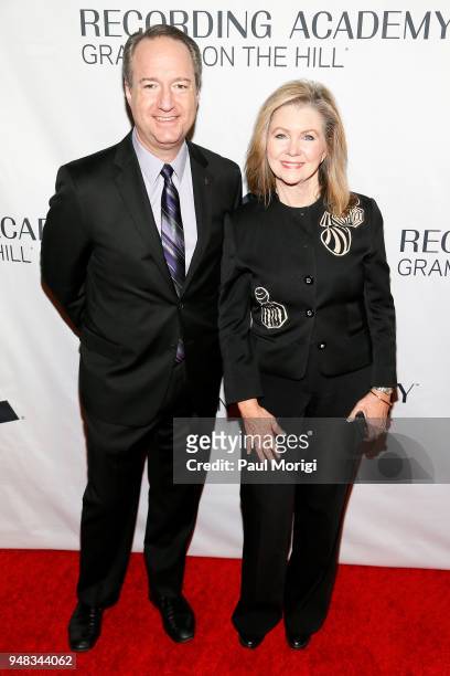 Chief Industry, Government and Member Relations Officer for the Recording Academy, Daryl Friedman and Representative Marsha Blackburn attend Grammys...
