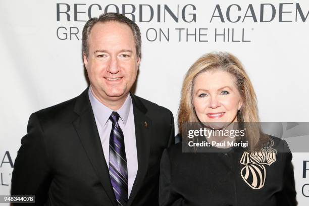 Chief Industry, Government and Member Relations Officer for the Recording Academy, Daryl Friedman and Representative Marsha Blackburn attend Grammys...