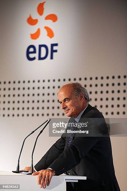 Pierre Gadonneix, chairman and chief executive office of Electricite De France , speads at a news conference in Paris, France, on Wednesday, Sept....