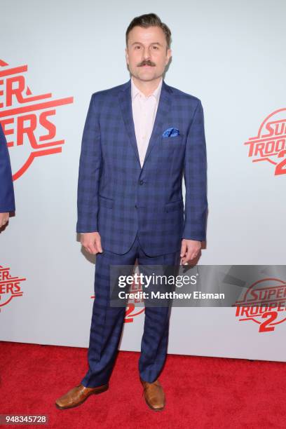 Actor/ writer Steve Lemme attends the "Super Troopers 2" New York Premiere at Regal Union Square Theatre, Stadium 14 on April 18, 2018 in New York...