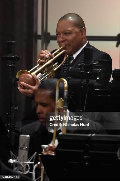Wynton Marsalis performs onstage during Jazz At Lincoln Center's 30th Anniversary Gala at Jazz at Lincoln Center on April 18, 2018 in New York City.