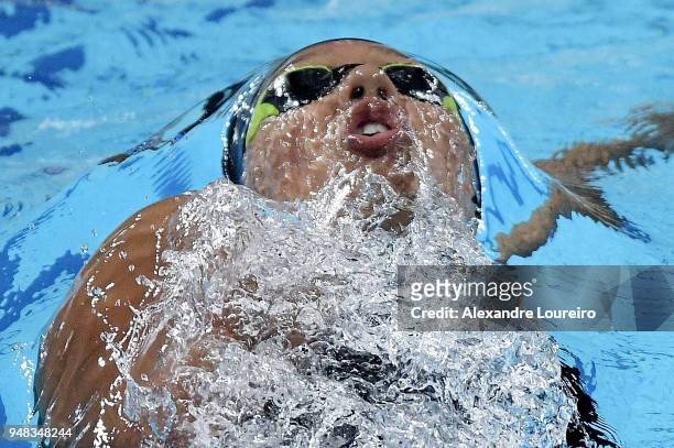 Maria Pessanha of Brazil competes in the Women's 200m medley final during the Maria Lenk Swimming Trophy 2018 - Day 2 at Maria Lenk Aquatics Centre...