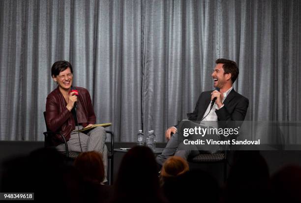 Stacey Wilson Hunt of New York Magazine and Actor Dylan McDermott attend SAG-AFTRA Foundation Conversations screening of "LA To Vegas" at SAG-AFTRA...