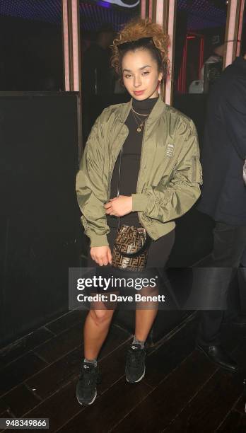 Ella Eyre attends the Tape London x PMC launch party at Tape London on April 18, 2018 in London, England.