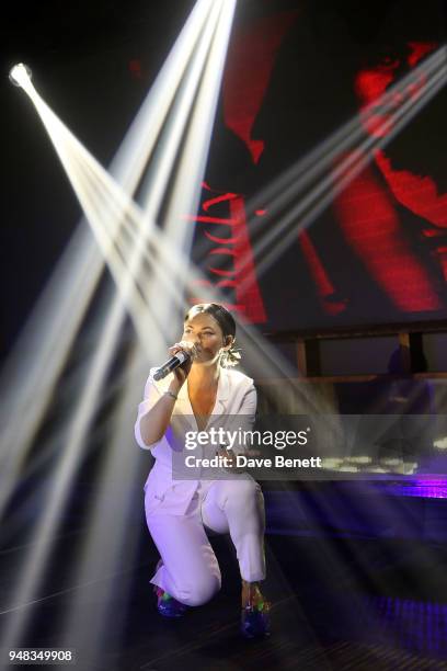 Sinead Harnett performs at the Tape London x PMC launch party at Tape London on April 18, 2018 in London, England.