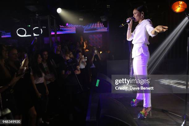 Sinead Harnett performs at the Tape London x PMC launch party at Tape London on April 18, 2018 in London, England.